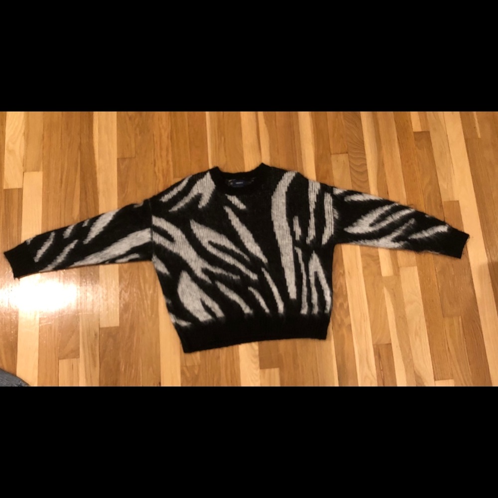 Fuzzy Zebra Print Sweater
